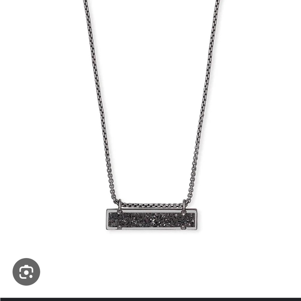 Kendra Scott leanor black drusy gunmetal necklace